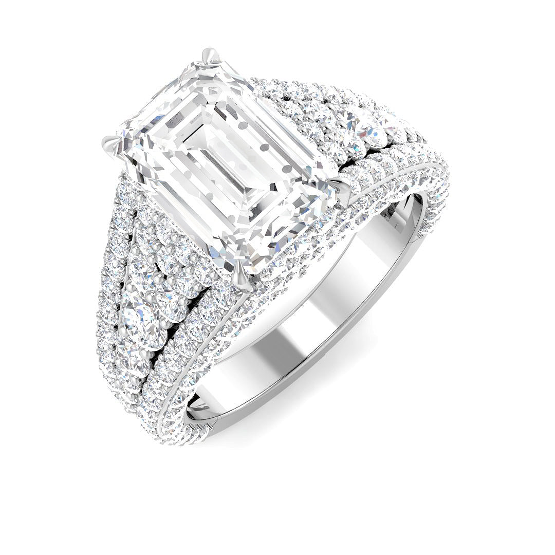 5.60 Ct D-E/VS Lab Grown Diamond Side Stone Ring 9k White Gold Ready To Ship