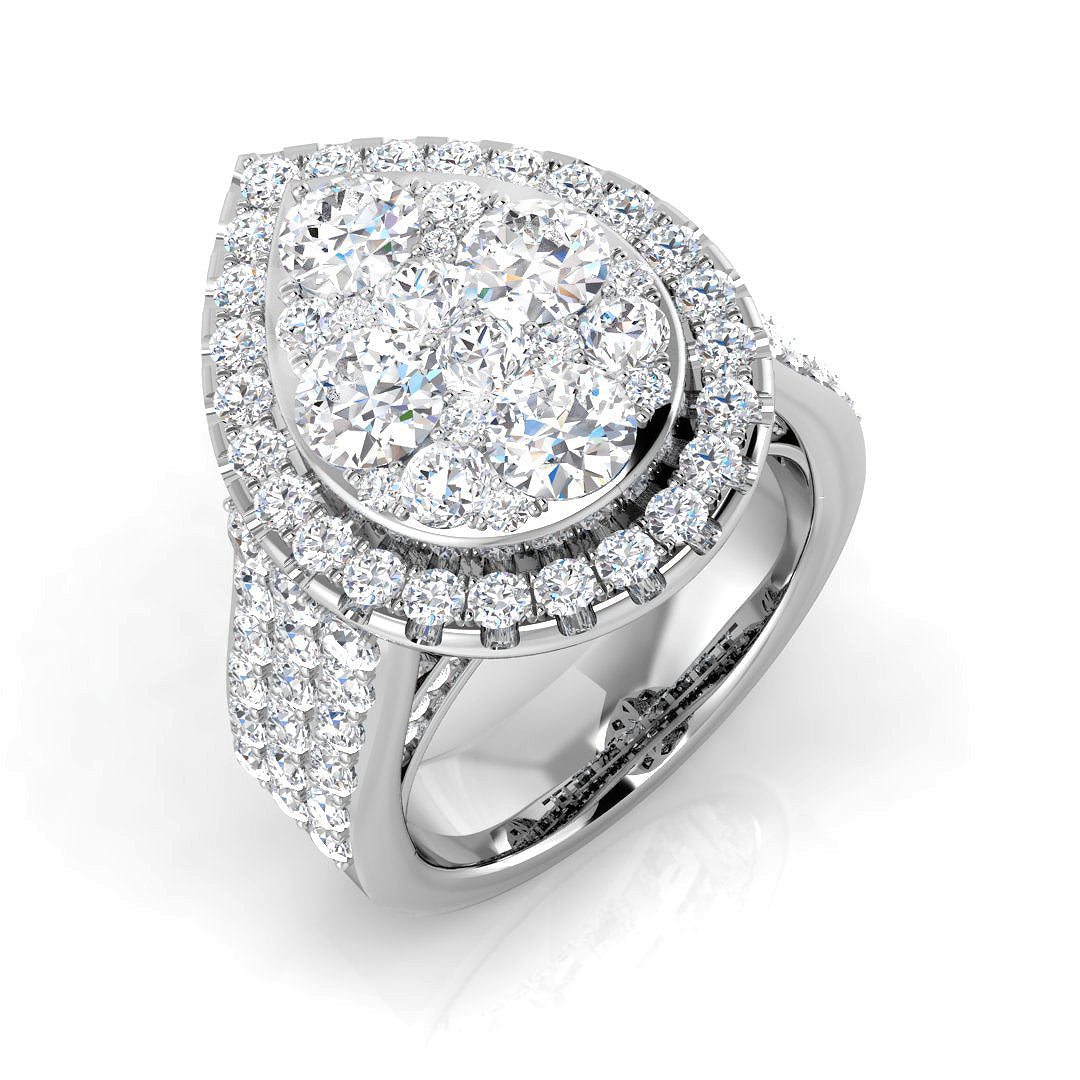 Luxury Cluster Halo Diamond Engagement Ring 3ct | UK Hallmarked