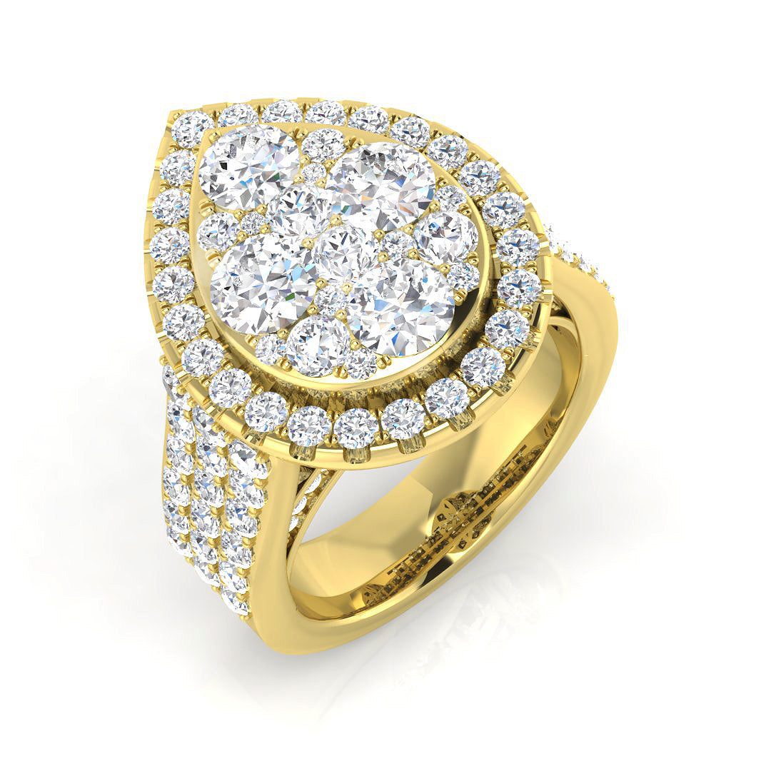 Luxury Cluster Halo Diamond Engagement Ring 3ct | UK Hallmarked