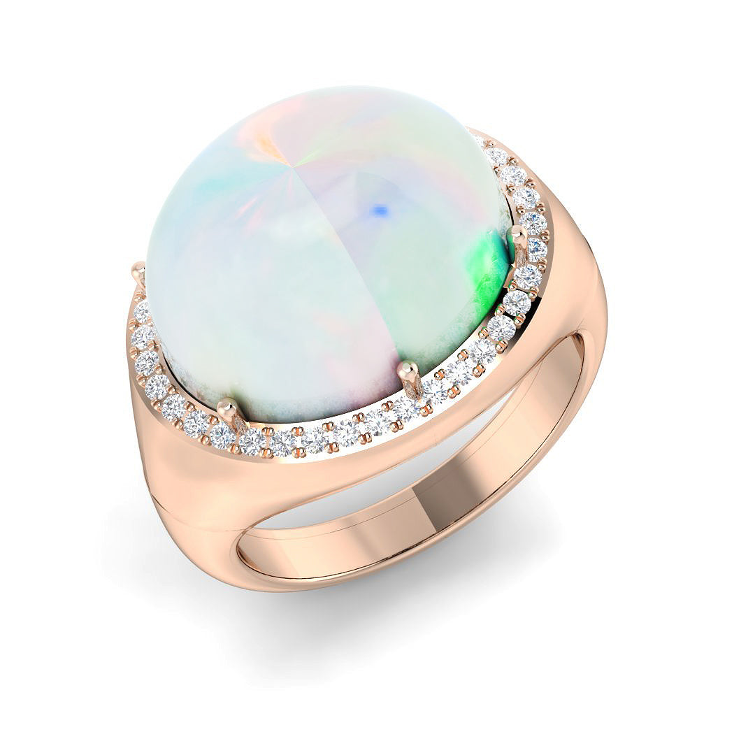 Diamond subsow Opal Ring | 7.5ct | Hallmarked Gold & Platinum
