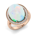 Diamond Brougham Opal Ring | 8ct | Hallmarked Gold & Platinum