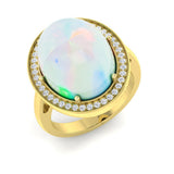 Diamond Brougham Opal Ring | 8ct | Hallmarked Gold & Platinum