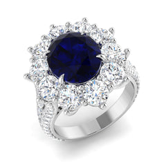 9.50Carat D-E/VS Lab Grown Sapphire & Diamond Engagement Ring 9k White Gold Ready To Ship
