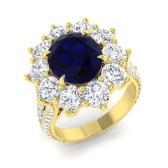 9.50Carat D-E/VS Lab Grown Diamond Cluster Engagement Ring 9k Yellow Gold Ready To Ship