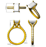 Emerald Cut Diamond Engagement Ring with Diamond Shoulders  Natural & Lab Grown