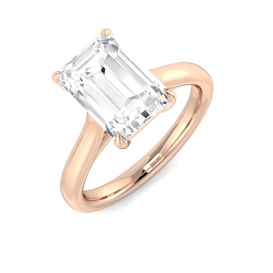 18K Rose Gold Radiant Cut Diamond Solitaire Engagement Ring | Elegant Design