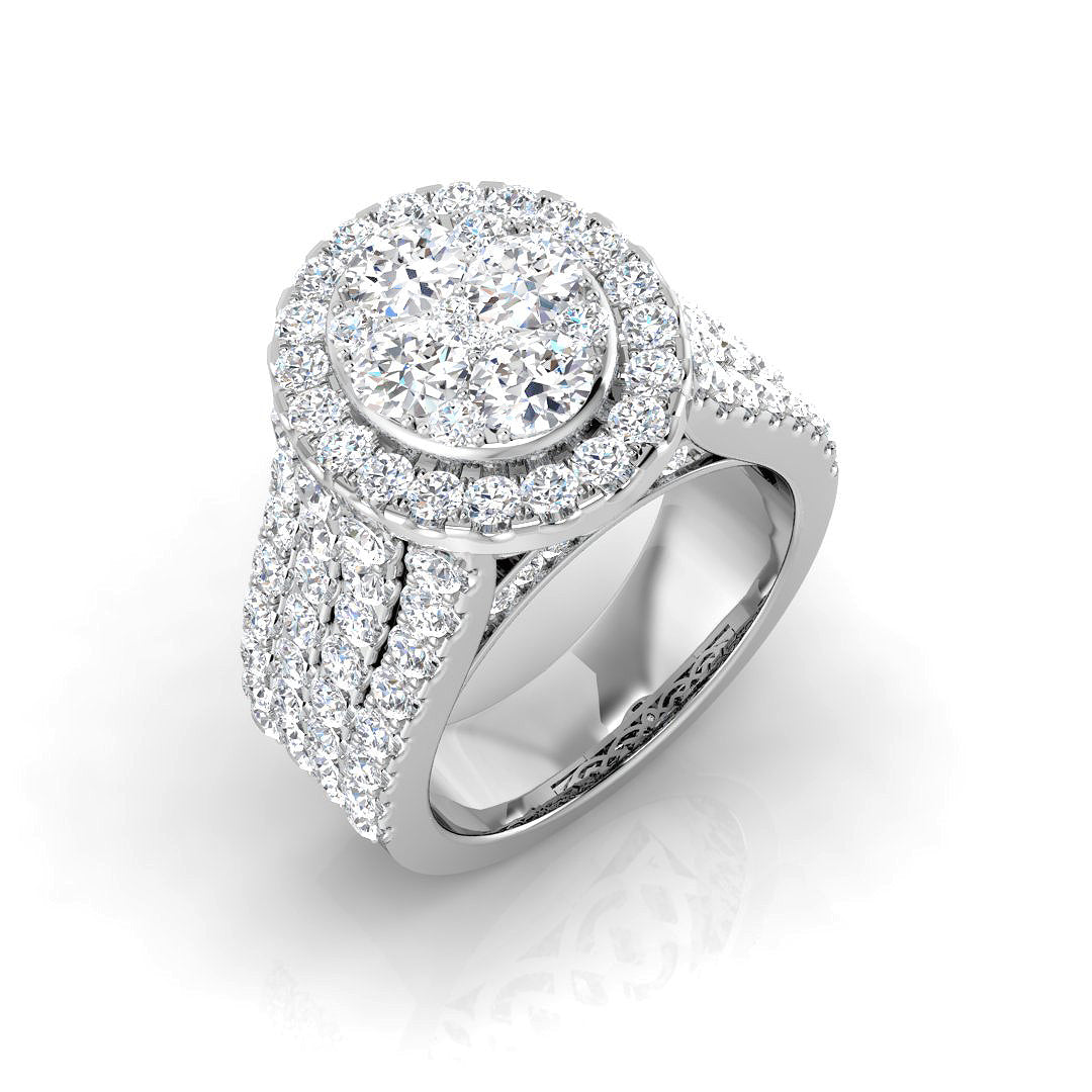 3.5ct Diamond Cluster Ring UK | Luxury Halo Design | UK Hallmarked