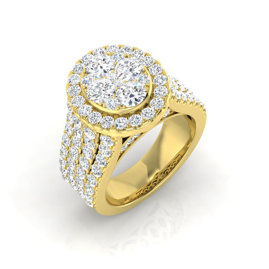 3.5ct Diamond Cluster Ring UK | Luxury Halo Design | UK Hallmarked