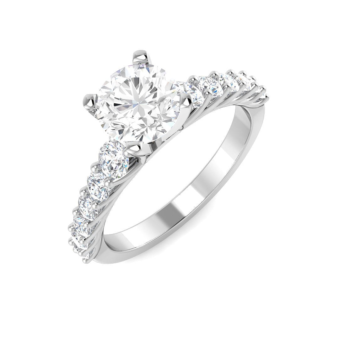 1.60 Ct D-E/VS Lab Grown Diamond Side Stone Ring 9k White Gold Ready To Ship