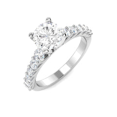 1.60 Ct D-E/VS Lab Grown Diamond Side Stone Ring 9k White Gold Ready To Ship
