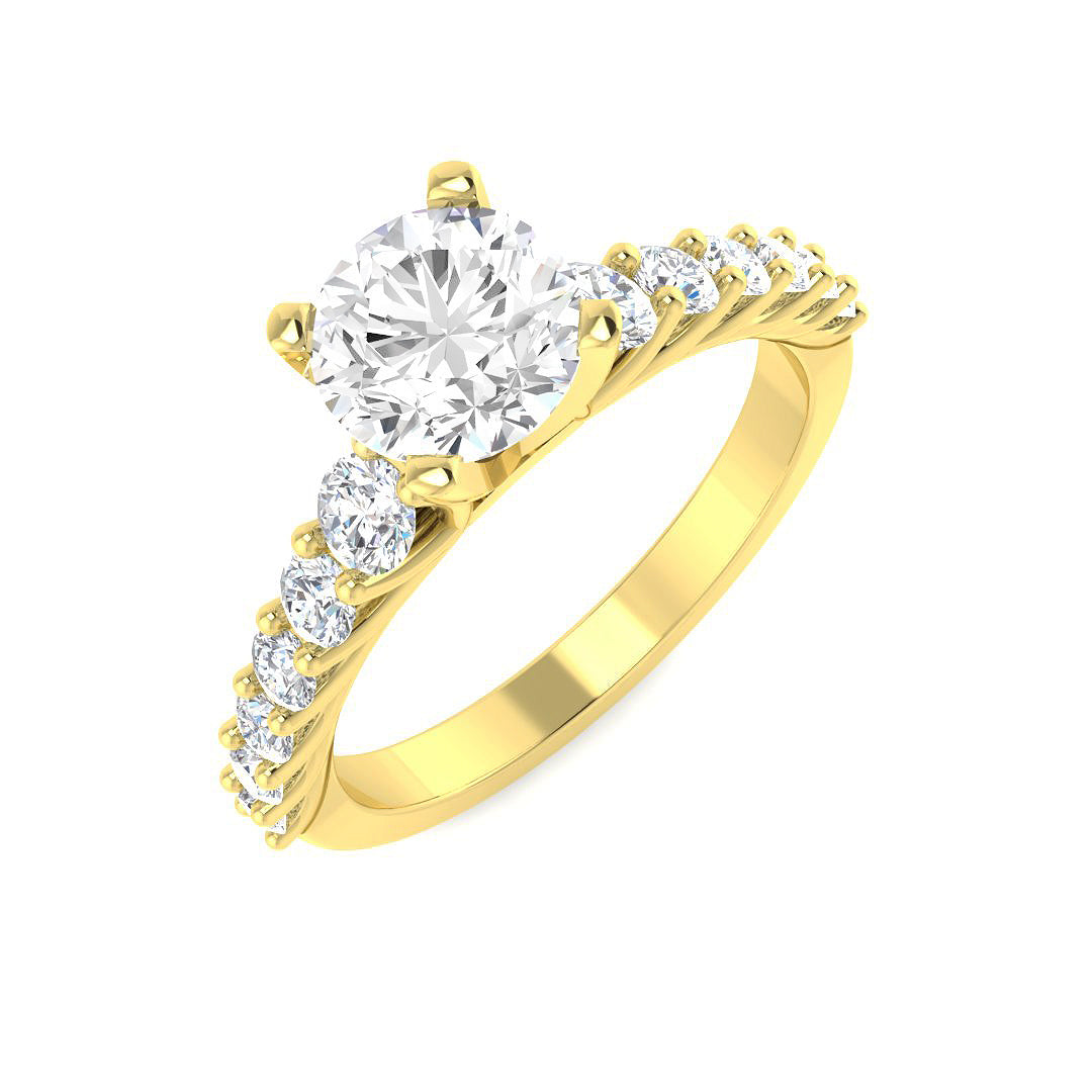 1.60 Ct D-E/VS Lab Grown Diamond Side Stone Ring 9k Yellow Gold Ready To Ship