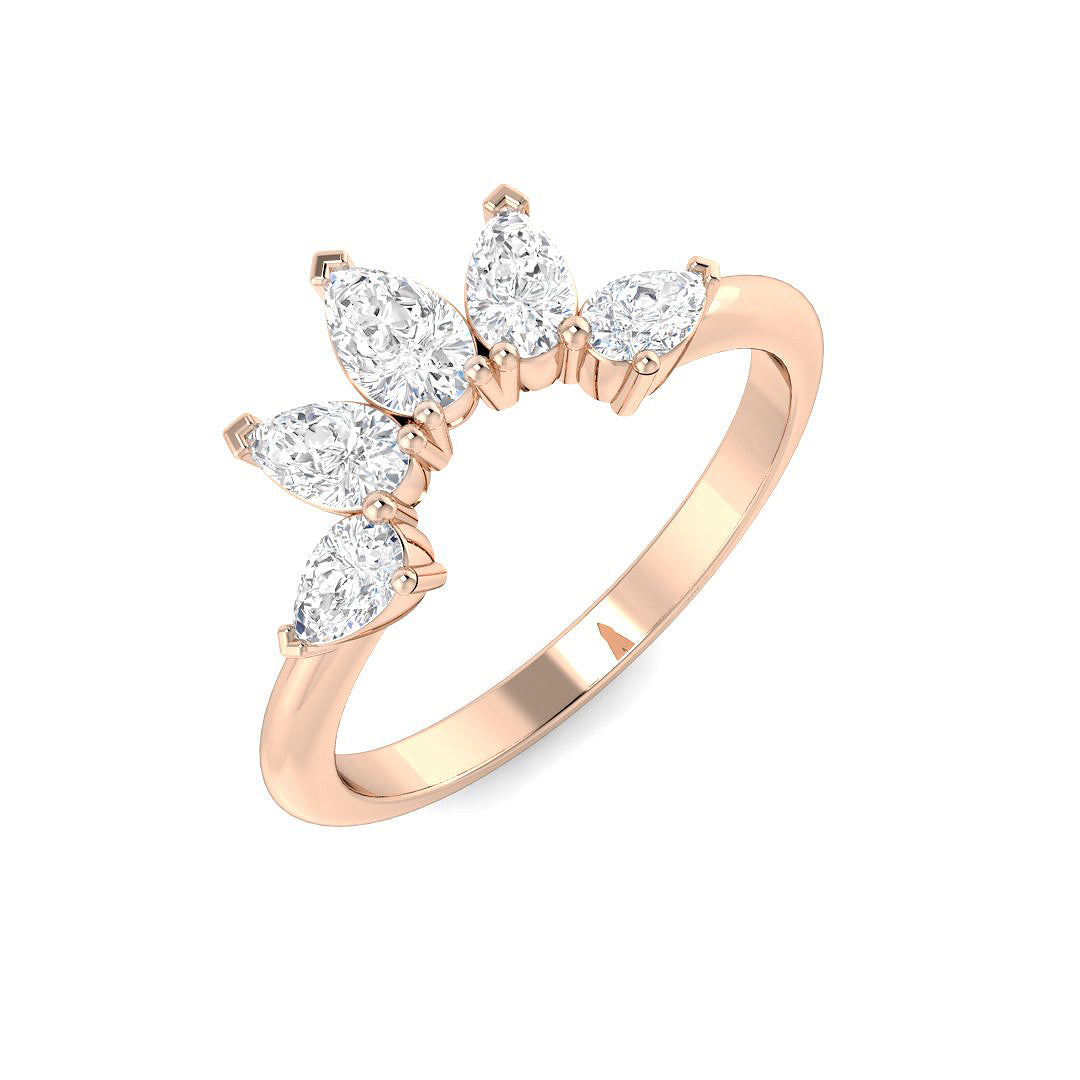 Sparkling Pear Diamond Wishbone Ring | 0.33ct-1.25ct | Hallmarked