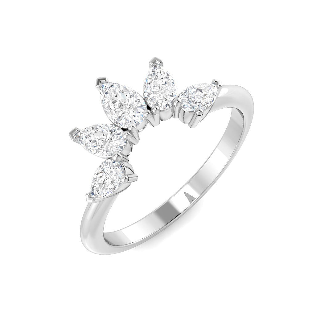 Sparkling Pear Diamond Wishbone Ring | 0.33ct-1.25ct | Hallmarked