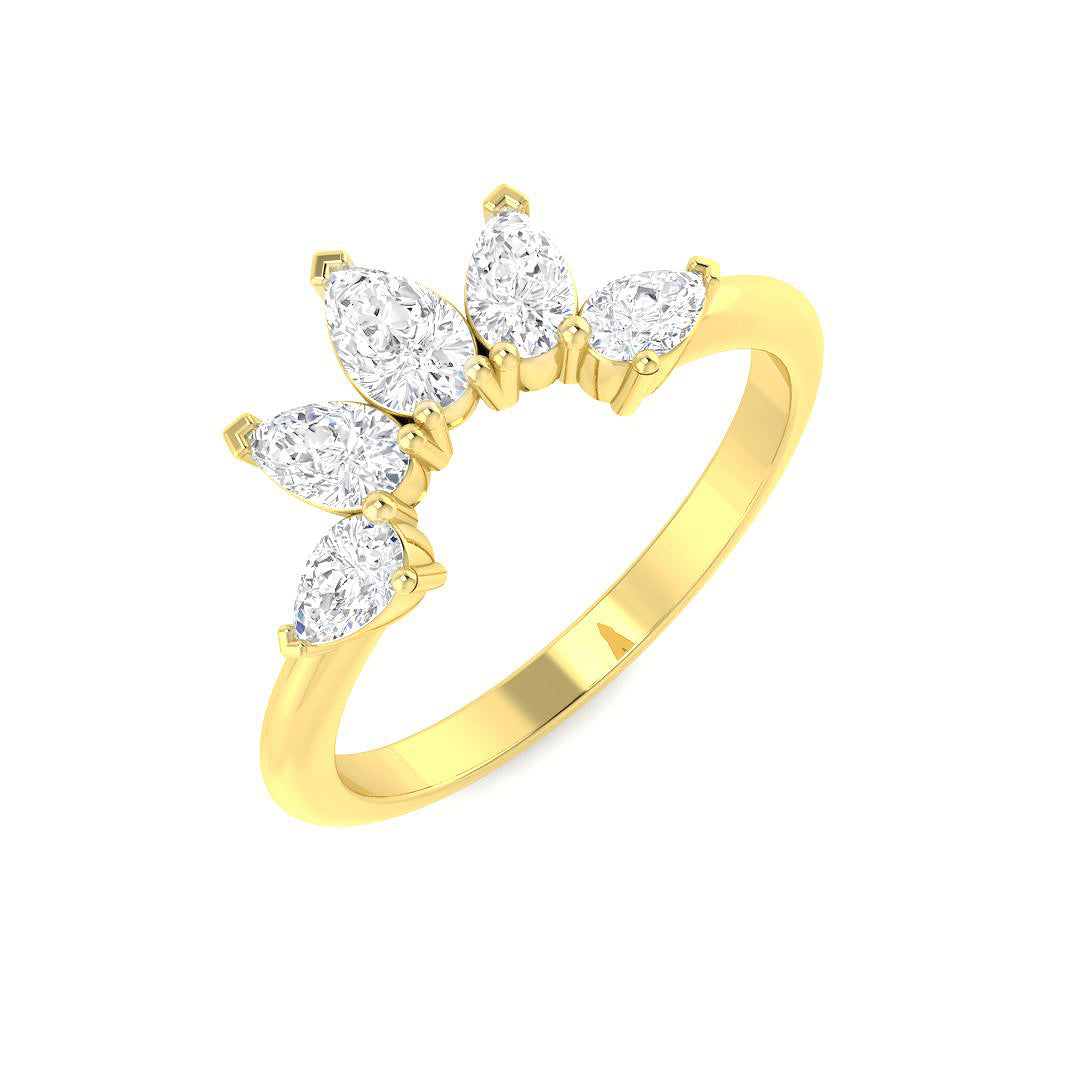 Sparkling Pear Diamond Wishbone Ring | 0.33ct-1.25ct | Hallmarked