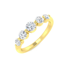 0.80Carat D-E/VS Lab Grown Diamond 5 Stone Wedding Ring 9k Yellow Gold Ready To Ship