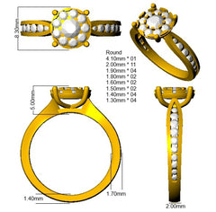 0.90Carat D-E/VS Lab Grown Diamond Cluster Engagement Ring 9k Yellow Gold Ready To Ship
