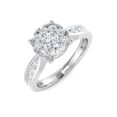 0.90Carat D-E/VS Lab Grown Diamond Cluster Engagement Ring 9k White Gold Ready To Ship