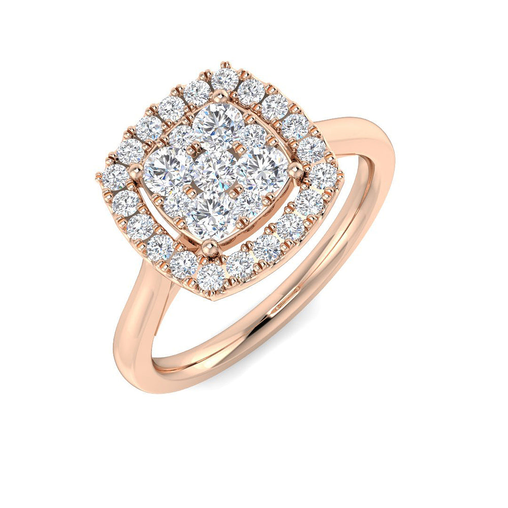 Round Cut Diamond Cluster Engagement Cushion Shape Ring