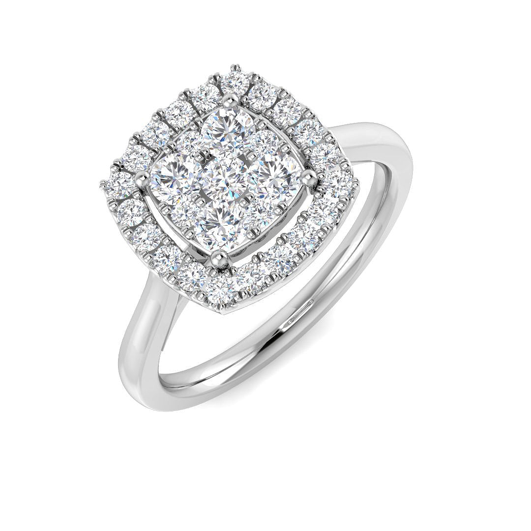 Round Cut Diamond Cluster Engagement Cushion Shape Ring
