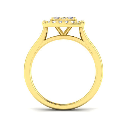 Round Cut Diamond Cluster Engagement Cushion Shape Ring