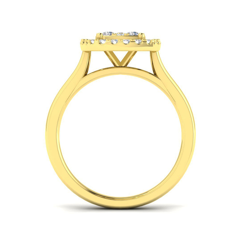 Round Cut Diamond Cluster Engagement Cushion Shape Ring