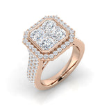 Natural Round Cut Diamond Cluster Engagement Ring