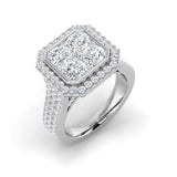 Natural Round Cut Diamond Cluster Engagement Ring