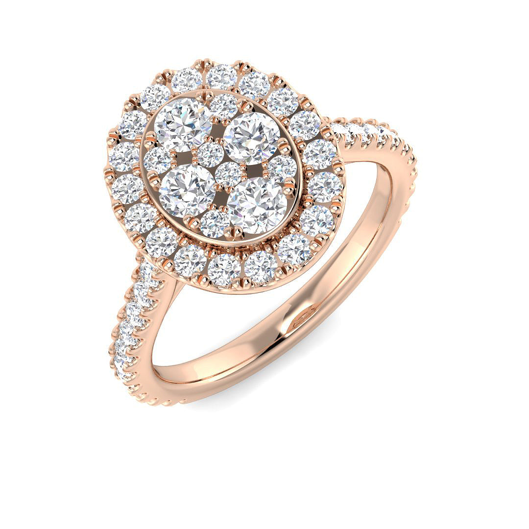 Lab-Grown Round Cut Diamond Cluster Ring | 0.5ct to 1.00ct | Gold & Platinum