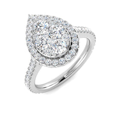 1.10Carat D-E/VS Lab Grown Diamond Cluster Engagement Ring 9k White Gold Ready To Ship