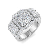 3.5ct Round Halo Cluster Diamond Ring | Pavé Halo Design