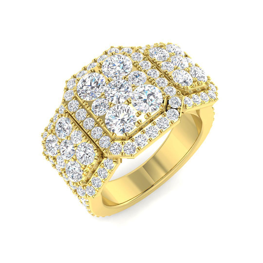 3.5ct Round Halo Cluster Diamond Ring | Pavé Halo Design