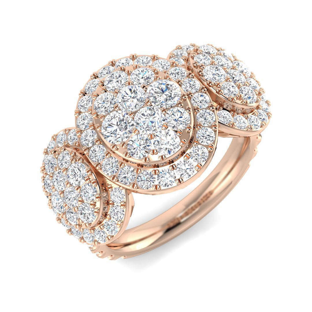 2ct Round Cluster Diamond Ring | Multi Halo Design UK