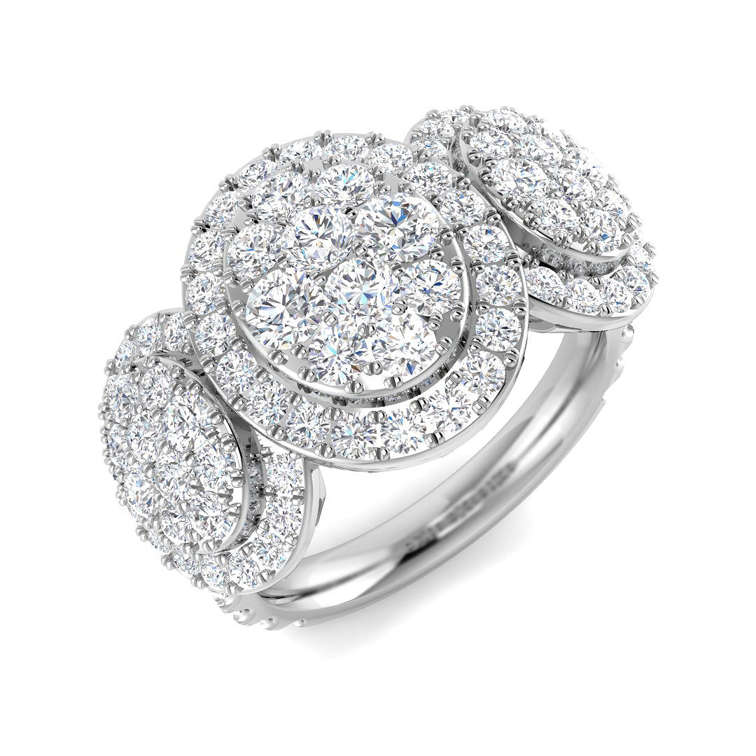 2ct Round Cluster Diamond Ring | Multi Halo Design UK