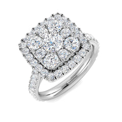 1.60Carat D-E/VS Lab Grown Diamond Cluster Engagement Ring 9k White Gold Ready To Ship