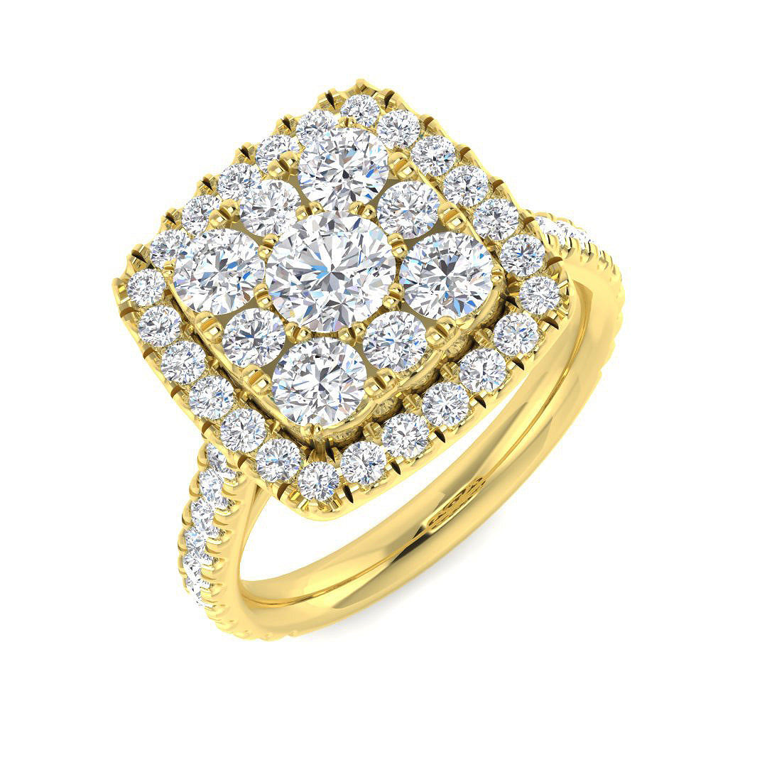 Diamond Square Cluster Ring | 1 Carat | Lab-Grown & Natural Diamonds
