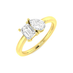 1.00Carat D-E/VS Lab Grown Diamond 2 Stone Wedding Ring 9k Yellow Gold Ready To Ship