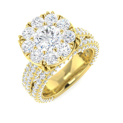 Lab-Created Round Cut Diamond Cluster Engagement Ring