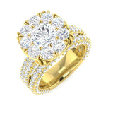 Lab-Created Round Cut Diamond Cluster Engagement Ring