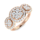 0.50-1.00ct Lab Grown D/VVS Round Cut Diamond Trilogy Ring