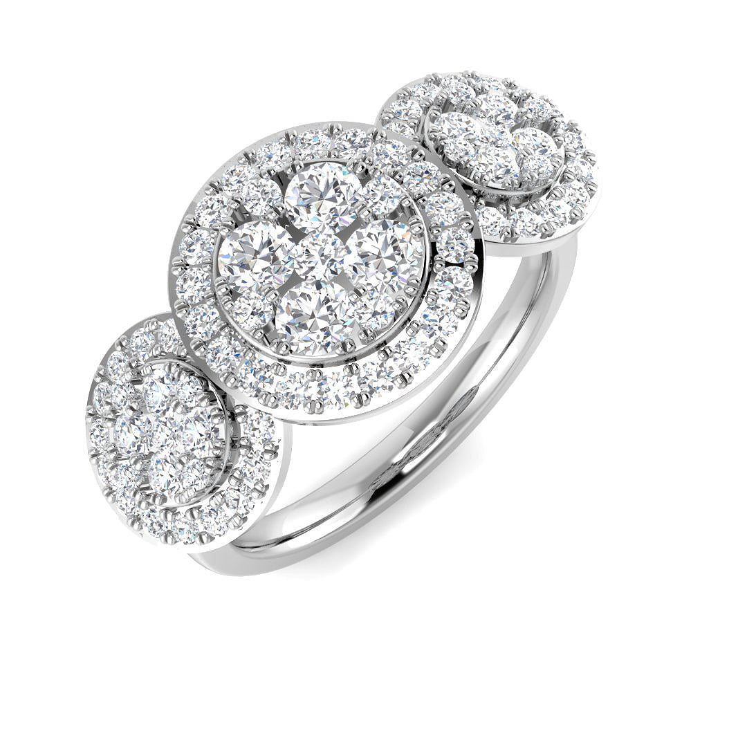 1.00Carat D-E/VS Lab Grown Diamond 3 Stone Wedding Ring 9k White Gold Ready To Ship