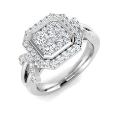 1.00 Ct D-E/VS Lab Grown Diamond Cluster Ring 9k White Gold Ready To Ship