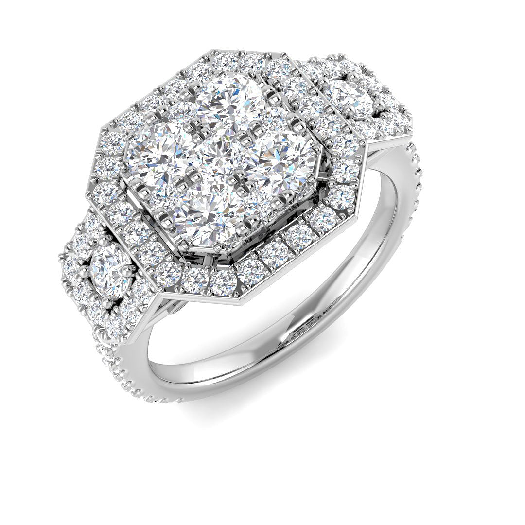 1.60Carat D-E/VS Lab Grown Diamond 3 Stone Wedding Ring 9k White Gold Ready To Ship