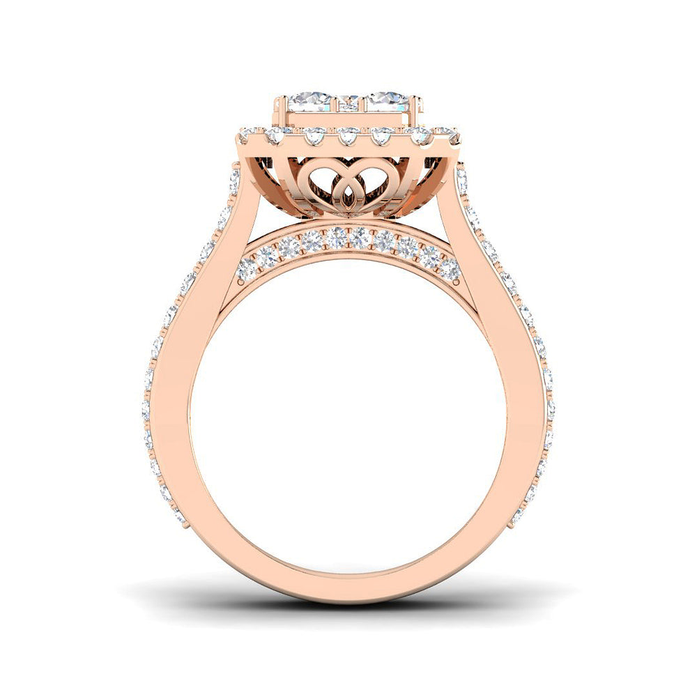 Natural Round Cut Diamond Cluster Engagement Ring