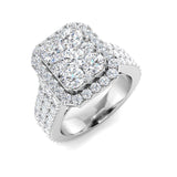 Natural Round Cut Diamond Cluster Engagement Ring