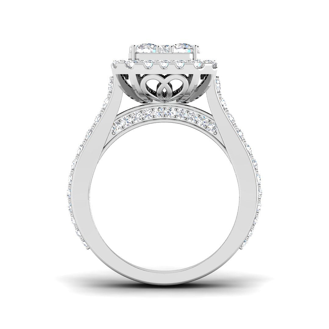 Natural Round Cut Diamond Cluster Engagement Ring