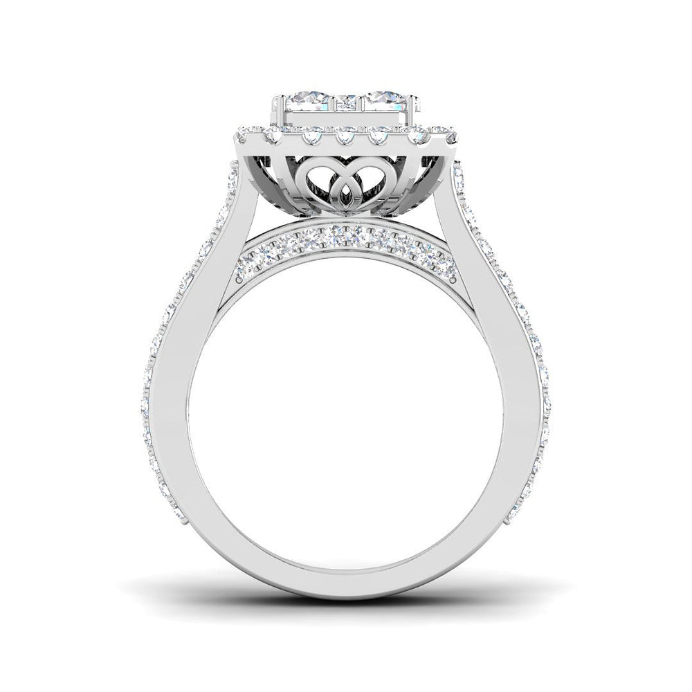 Natural Round Cut Diamond Cluster Engagement Ring