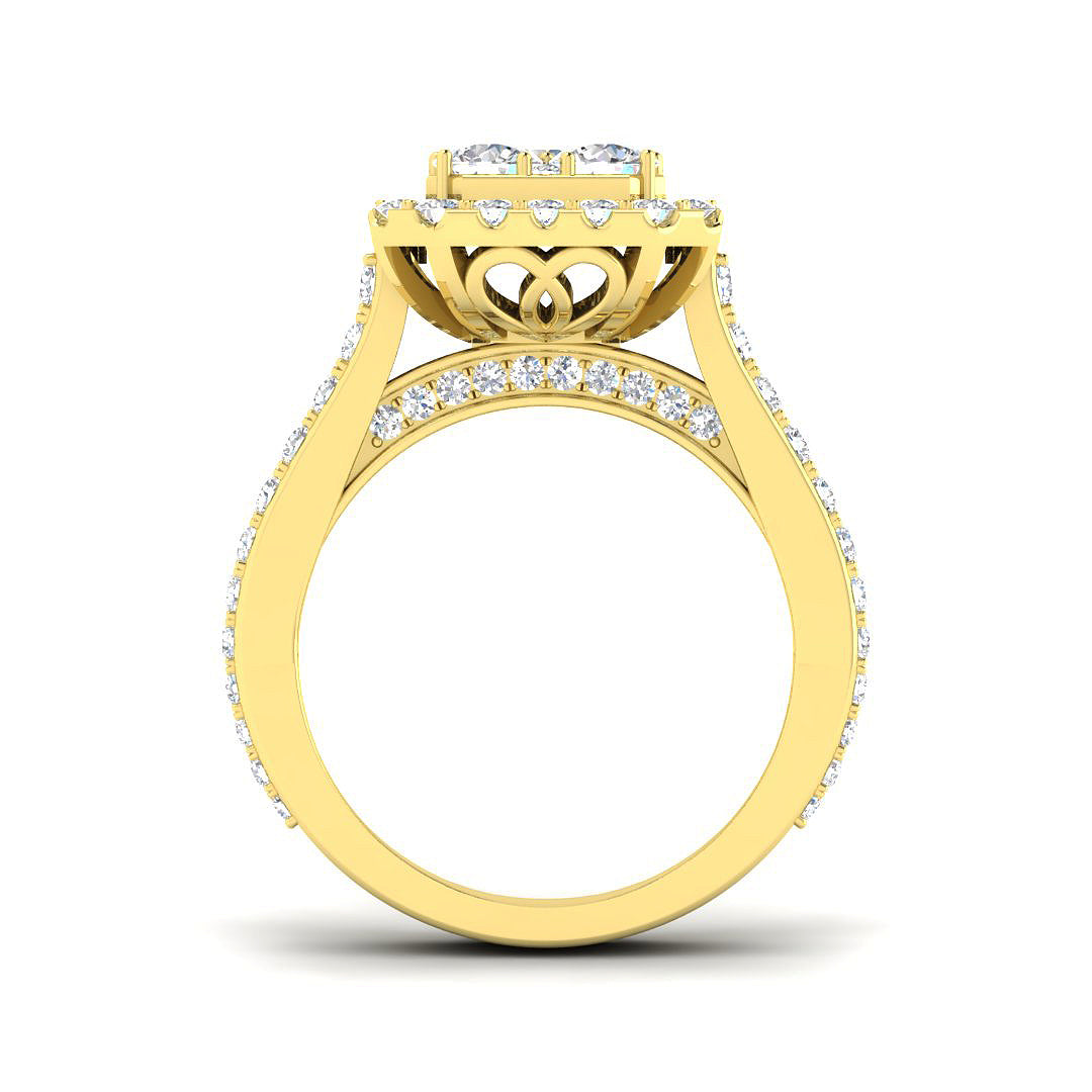Natural Round Cut Diamond Cluster Engagement Ring
