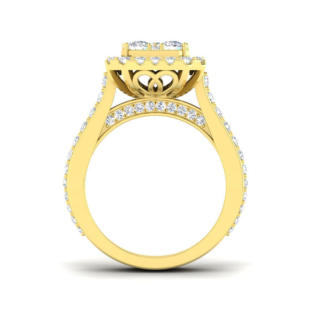 Natural Round Cut Diamond Cluster Engagement Ring