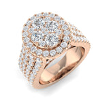 Natural Round Cut Diamond Cluster Engagement Ring