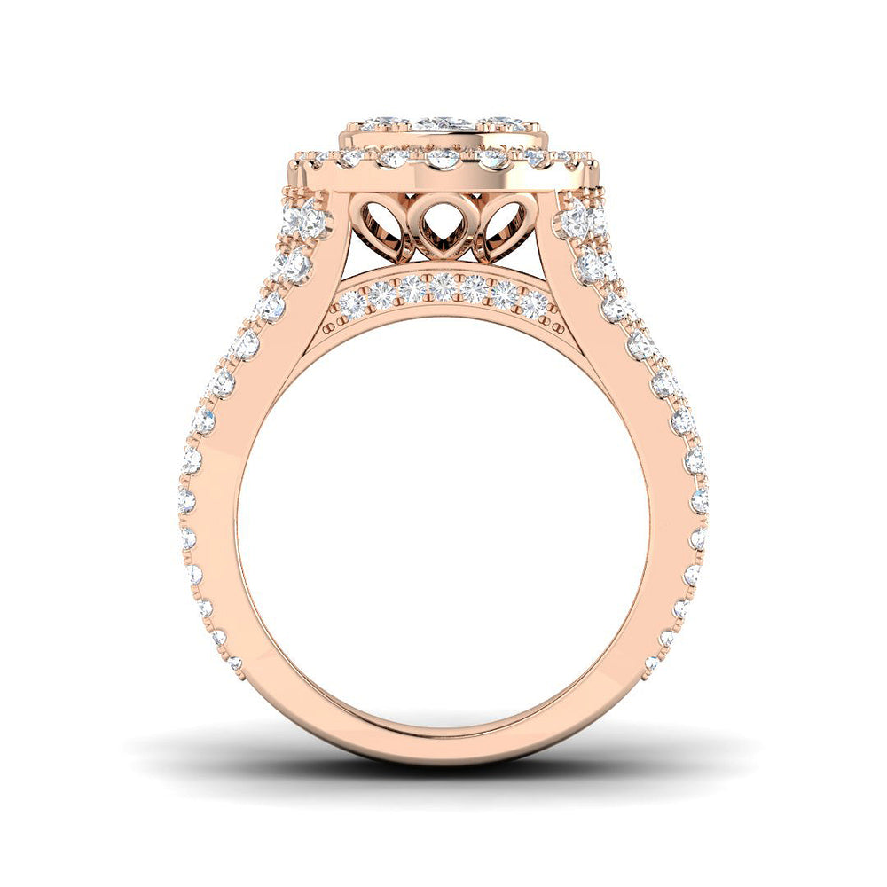 Natural Round Cut Diamond Cluster Engagement Ring